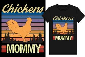 poulets Momie T-shirt conception, poulet t chemise conception, poulet amoureux T-shirt conception vecteur