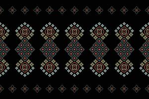 ethnique géométrique en tissu modèle traverser point.ikat broderie ethnique Oriental pixel modèle noir Contexte. abstrait, vecteur, illustration. texture, vêtements, cadre, décoration, motifs, soie fond d'écran. vecteur