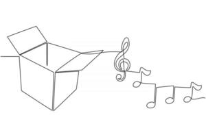 dessin au trait continu d'illustration vectorielle de boîte à musique vecteur