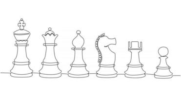 dessin au trait continu d'illustration vectorielle de figure d'échecs vecteur