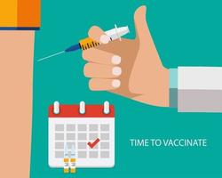 fond plat de concept de vaccination. grippe de sensibilisation médicale, affiche de grippe de polio. illustration vectorielle vecteur