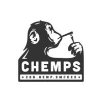 singe fumée cannabis chanvre logo vecteur