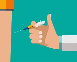 fond plat de concept de vaccination. grippe de sensibilisation médicale, affiche de grippe de polio. illustration vectorielle vecteur