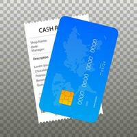 le reçu et crédit carte icône dans une plat style isolé. facture d'achat signe. vecteur illustration.