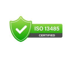 iso 13485 agréé badge, icône. certification timbre. plat conception vecteur. vecteur