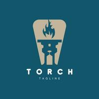 torche flamme logo Facile vecteur conception rétro illustrateur modèle