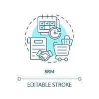 2d modifiable srm mince ligne icône concept, isolé vecteur, bleu illustration représentant vendeur gestion. vecteur