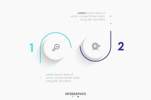 modèle de conception d'étiquettes infographiques vectorielles avec icônes et 2 options ou étapes. peut être utilisé pour le diagramme de processus, les présentations, la mise en page du flux de travail, la bannière, l'organigramme, le graphique d'informations. vecteur