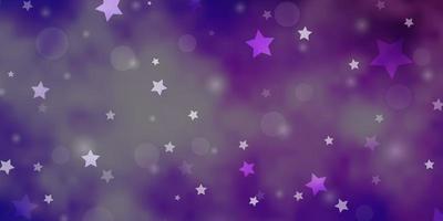 disposition vectorielle violet clair avec des cercles, des étoiles. illustration abstraite avec des taches colorées, des étoiles. motif pour tissu à la mode, papiers peints. vecteur