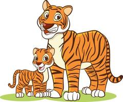 vecteur illustration de mère tigre et sa bébé