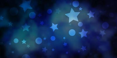texture vecteur bleu foncé avec des cercles, des étoiles. illustration abstraite avec des taches colorées, des étoiles. modèle pour la conception de tissu, papiers peints.