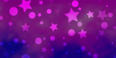 motif vectoriel rose clair, bleu avec des cercles, des étoiles. illustration avec ensemble de sphères abstraites colorées, étoiles. conception pour papier peint, fabricants de tissus.