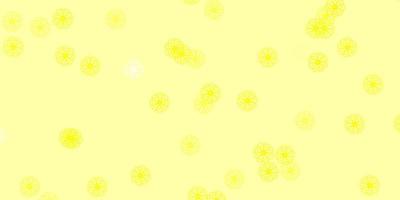 fond de doodle vecteur jaune clair avec des fleurs.