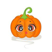 mignonne citrouille avec yeux Halloween imprimable vecteur illustration autocollant pour Halloween