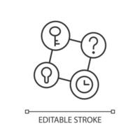 icône linéaire de faits de connexion. jeu psychologique. analyser la question. résoudre des énigmes, des indices pour les énigmes. illustration personnalisable de fine ligne. symbole de contour. dessin de contour isolé de vecteur. trait modifiable vecteur