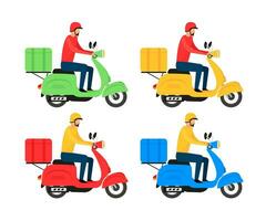 scooter transport. nourriture livraison. moto. rétro scooter. vecteur