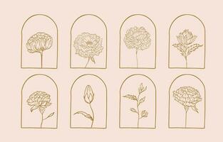 fleur collection avec ligne œillet élément.vecteur illustration pour icône, autocollant, imprimable, tatouage vecteur