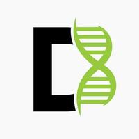 lettre ré ADN logo conception concept avec ADN cellule icône. santé se soucier symbole vecteur