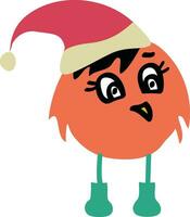 Orange oiseau portant Père Noël claus chapeau. vecteur