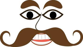 illustration de en riant Ravana visage avec gros moustache. vecteur