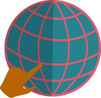 globe icône avec main pour recherche emploi dans moitié ombre. vecteur