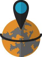 gris et bleu carte aiguille sur Orange Terre globe. vecteur