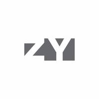 monogramme du logo zy avec modèle de conception de style d'espace négatif vecteur