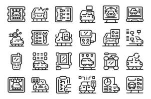 voiture diagnostique scanner Icônes ensemble contour vecteur. ordinateur numérique vecteur
