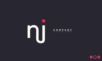 nj alphabet lettres initiales monogramme logo jn, n et j vecteur