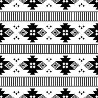 tribal sans couture Bande modèle dans aztèque style. ethnique géométrique originaire de américain modèle conception dans noir et blanc couleurs. conception pour textile modèle et impression tissu. vecteur
