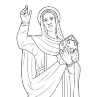 Saint éphigénie de Ethiopie vecteur illustration contour monochrome