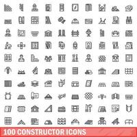 100 constructeur Icônes ensemble, contour style vecteur