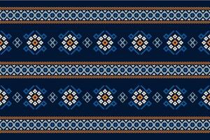 ethnique géométrique en tissu modèle traverser point.ikat broderie ethnique Oriental pixel modèle bleu Contexte. abstrait, vecteur, illustration. texture, vêtements, cadre, décoration, motifs, soie fond d'écran. vecteur