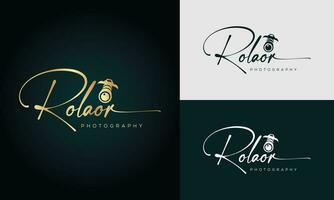 rolaor la photographie logo modèle vecteur Signature logo concept