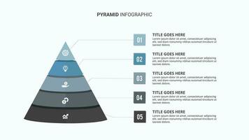 3d pyramide hiérarchie infographie modèle conception avec 5 couches vecteur