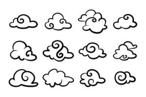 doodle ensemble de nuages, illustration vectorielle. vecteur