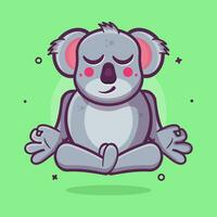 calme koala animal personnage mascotte avec yoga méditation pose isolé dessin animé dans plat style conception vecteur