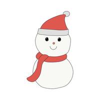 une Noël bonhomme de neige vecteur isolé sur blanc Contexte dans une dessiné à la main minimal Noël concept