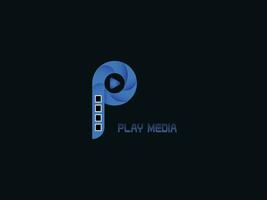 jouer médias lettre p logo conception vecteur