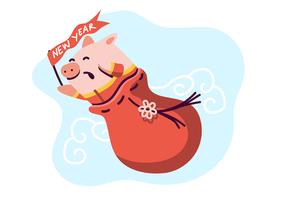 Cochon du Nouvel An Chinois vecteur