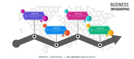 visualisation des données d'entreprise. diagramme de processus. éléments abstraits du graphique, diagramme avec étapes, options, parties ou processus. modèle d'entreprise de vecteur pour la présentation. concept créatif pour infographie.