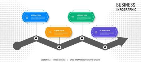 visualisation des données d'entreprise. diagramme de processus. éléments abstraits du graphique, diagramme avec étapes, options, parties ou processus. modèle d'entreprise de vecteur pour la présentation. concept créatif pour infographie.
