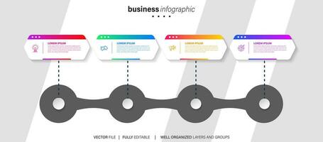 Nouveau produit développement infographie graphique conception modèle. modifiable infochart avec Icônes. pédagogique graphique avec 4 étape séquence. visuel Les données présentation. vecteur