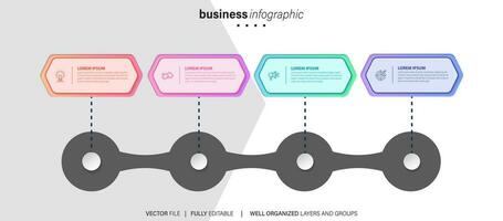 éléments infographie idée cercle coloré avec 4 étape vecteur