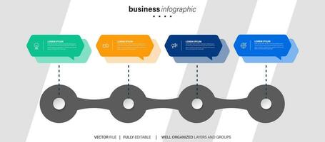 Nouveau produit développement infographie graphique conception modèle. modifiable infochart avec Icônes. pédagogique graphique avec 4 étape séquence. visuel Les données présentation. vecteur