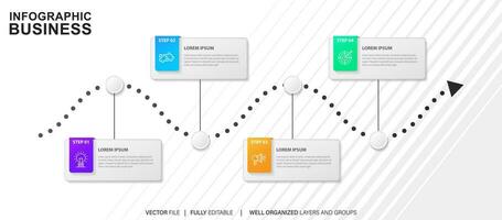 infographie conception modèle. Créatif concept avec 4 pas vecteur