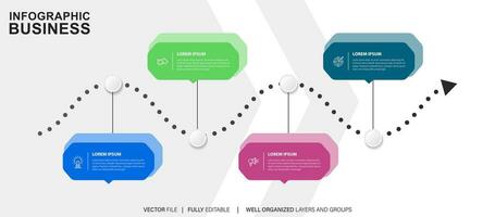 infographie affaires présentation 4 les options à but. infographie flèches. stratégie, commercialisation, rapport. vecteur illustration.