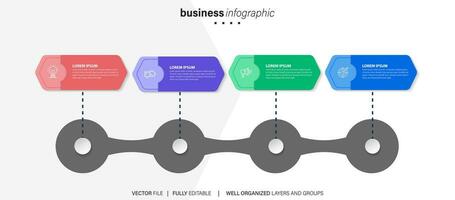 modèle d'entreprise de conception infographique vectorielle avec icônes et 4 options ou étapes. peut être utilisé pour le diagramme de processus, les présentations, la mise en page du flux de travail, la bannière, l'organigramme, le graphique d'informations vecteur