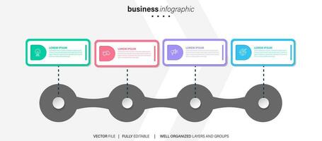 étapes de visualisation des données d'entreprise processus de chronologie conception de modèle infographique avec des icônes vecteur