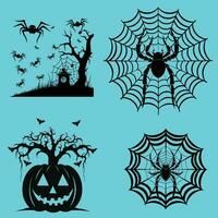 sinistre Halloween araignée silhouette contre clair de lune vecteur